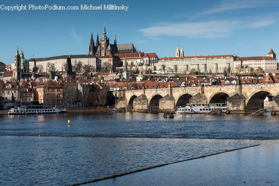 Waterfront, Architecture, Downtown, Plaza, Town Square, Bridge, Castle