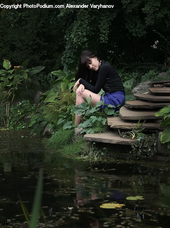 Plant, Potted Plant, People, Person, Human, Outdoors, Pond