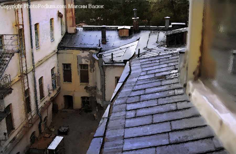 Gutter, Alley, Alleyway, Road, Street, Town, Building