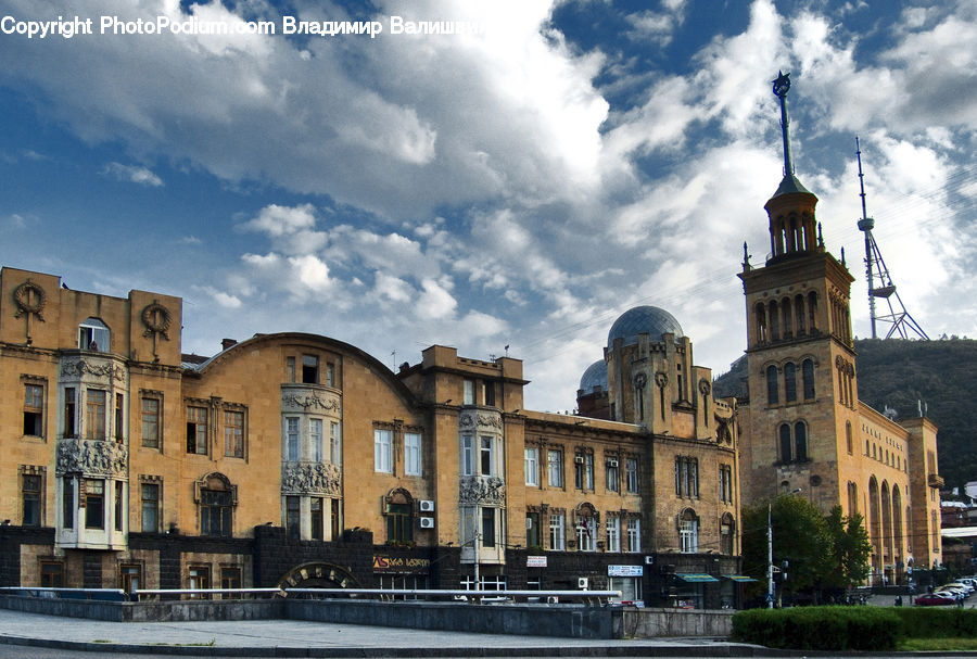 Architecture, Downtown, Plaza, Town Square, Building, Castle, Mansion