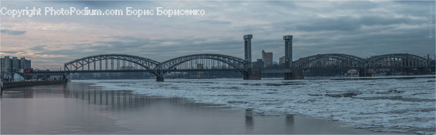 Bridge, Dock, Pier, Outdoors, River, Water, Flood