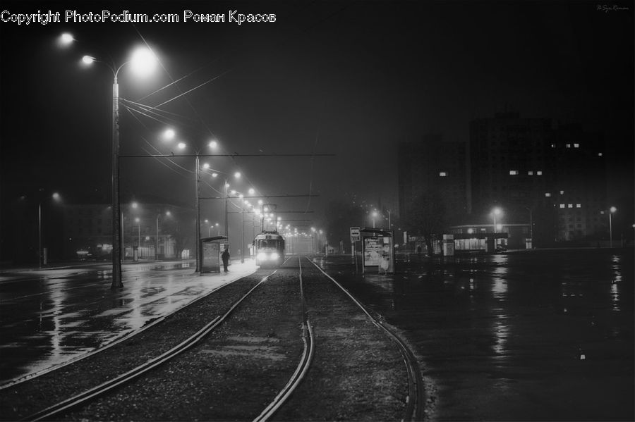 Rail, Train Track, City, Downtown, Lighting, Urban, Road