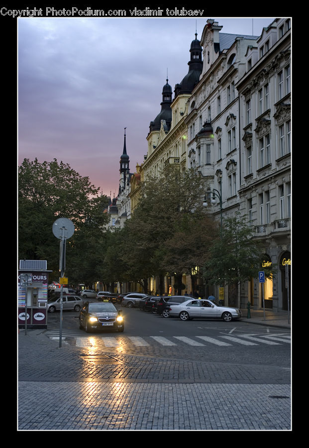 Intersection, Road, Building, Downtown, Town, City, Urban