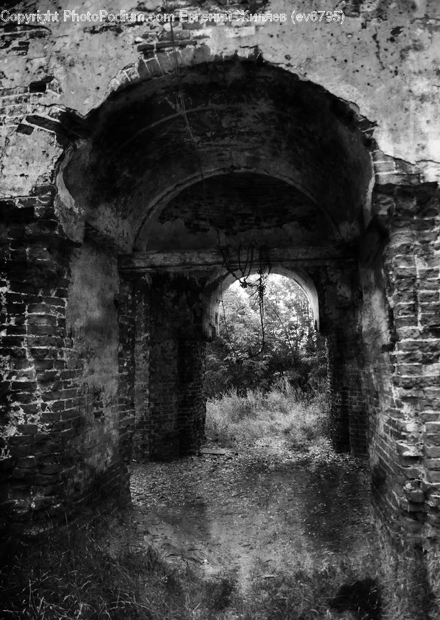 Arch, Crypt, Brick, Alley, Alleyway, Road, Street