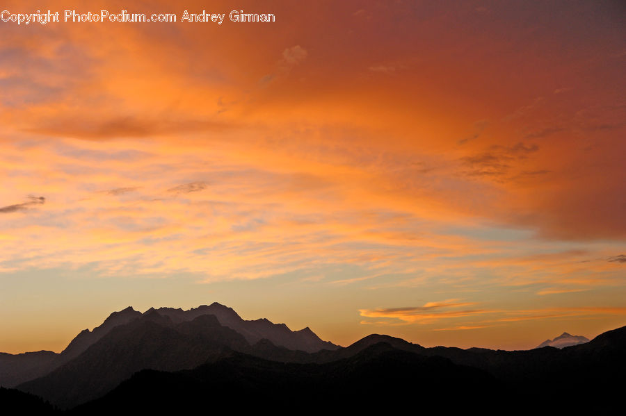 Dawn, Dusk, Red Sky, Sky, Sunrise, Sunset, Mountain