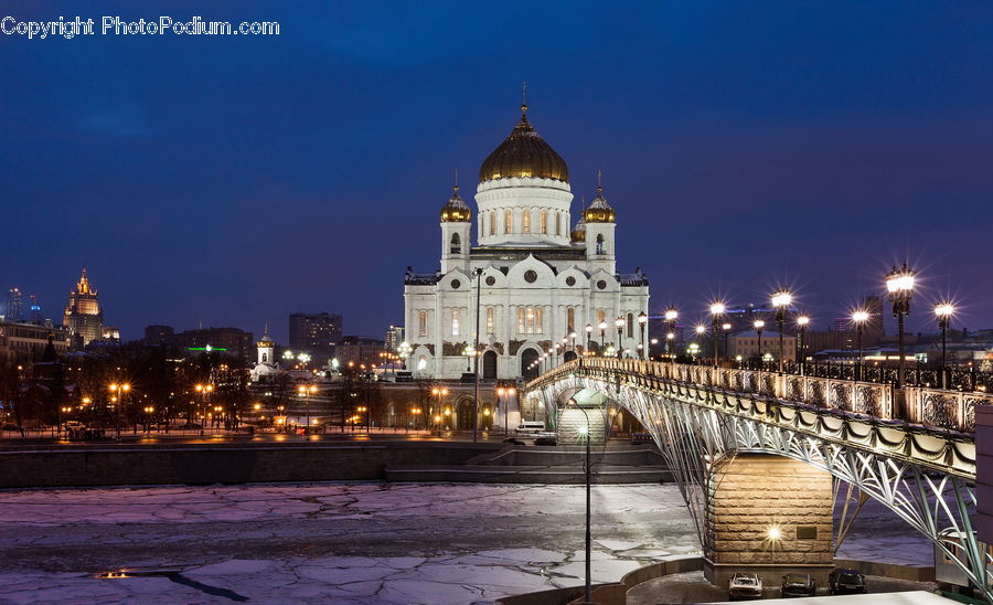City, Downtown, Night, Outdoors, Architecture, Plaza, Town Square