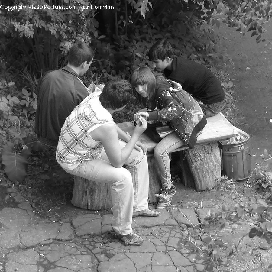 People, Person, Human, Bench, Trash, Clothing, Overcoat