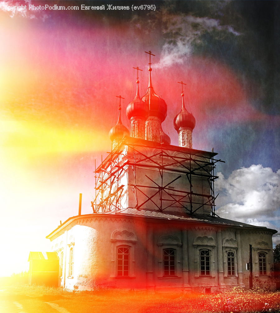 Beacon, Building, Lighthouse, Water Tower, Dawn, Dusk, Red Sky