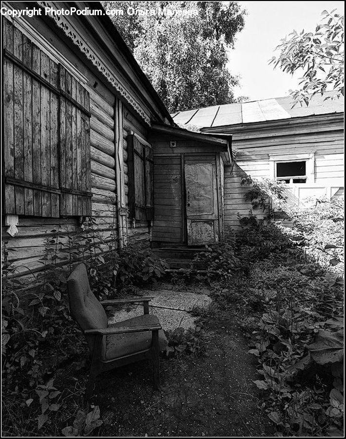 Chair, Furniture, Drawing, Sketch, Bench, Yard, Building