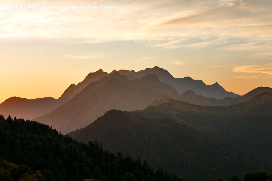 Dawn, Dusk, Sky, Sunrise, Sunset, Mountain, Outdoors