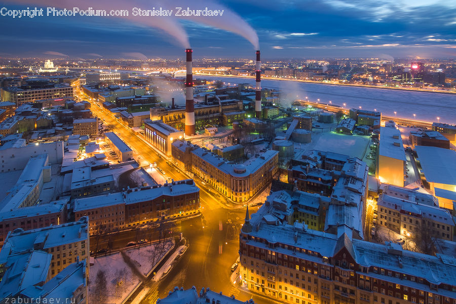 City, Downtown, Aerial View, Metropolis, Urban, Cruise Ship, Ocean Liner
