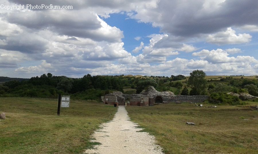 Dirt Road, Gravel, Road, Ruins