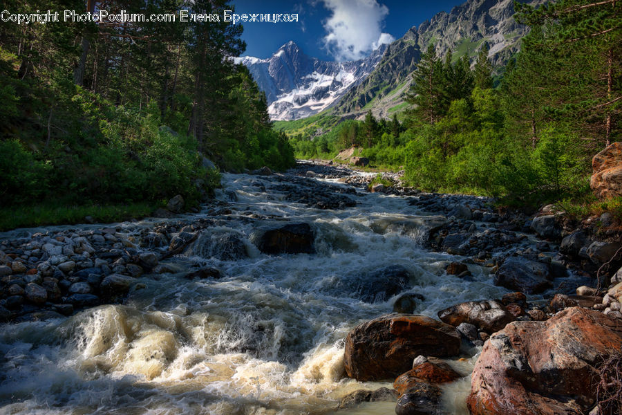 Creek, Outdoors, River, Water, Alps, Crest, Mountain
