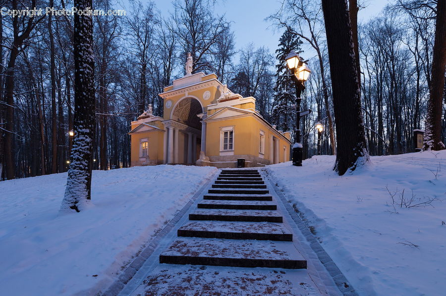 Ice, Outdoors, Snow, Building, Housing, Villa, Cottage