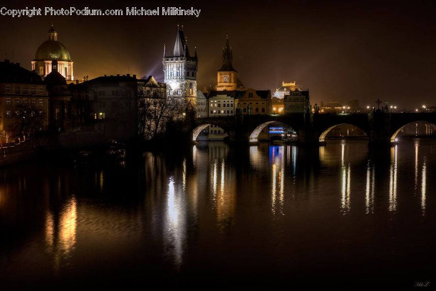 Bridge, Outdoors, River, Water, City, Downtown, Metropolis