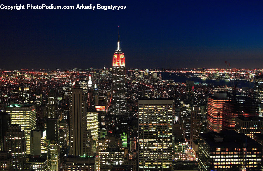 City, Downtown, Metropolis, Urban, Night, Outdoors, Building