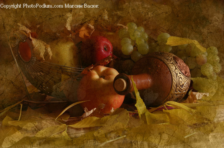 Fruit, Grapes, Soil, Art, Painting, Crypt