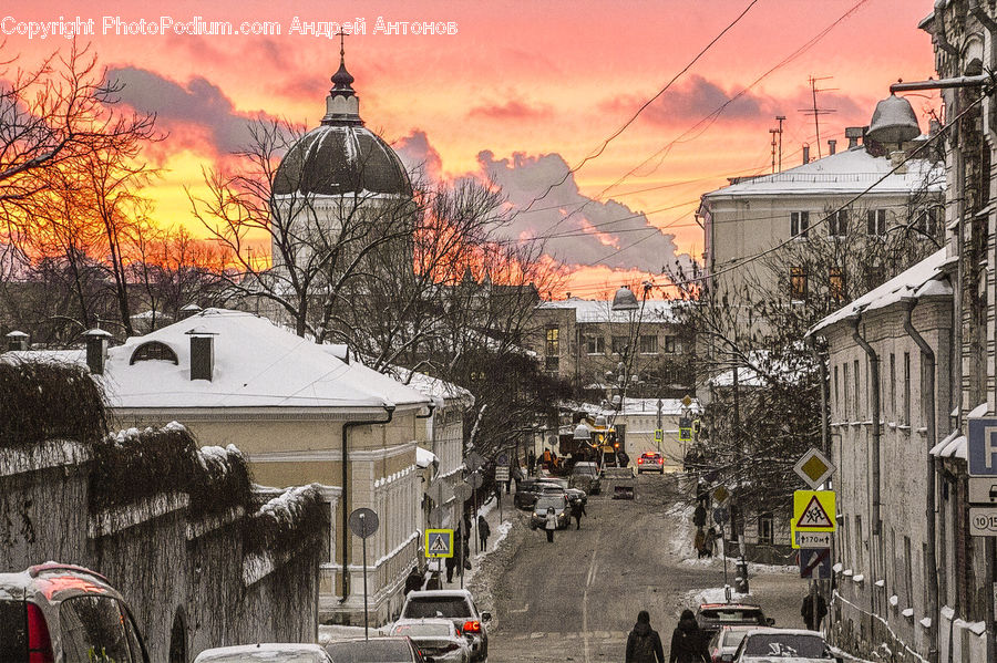 City, Downtown, Road, Street, Town, Building, Neighborhood