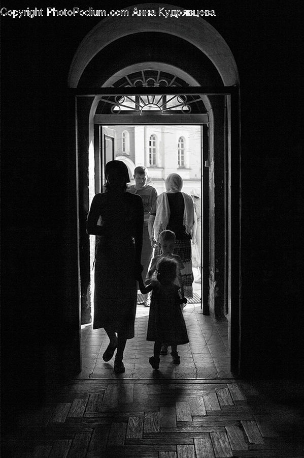 People, Person, Human, Arch, Silhouette, Corridor, Leisure Activities