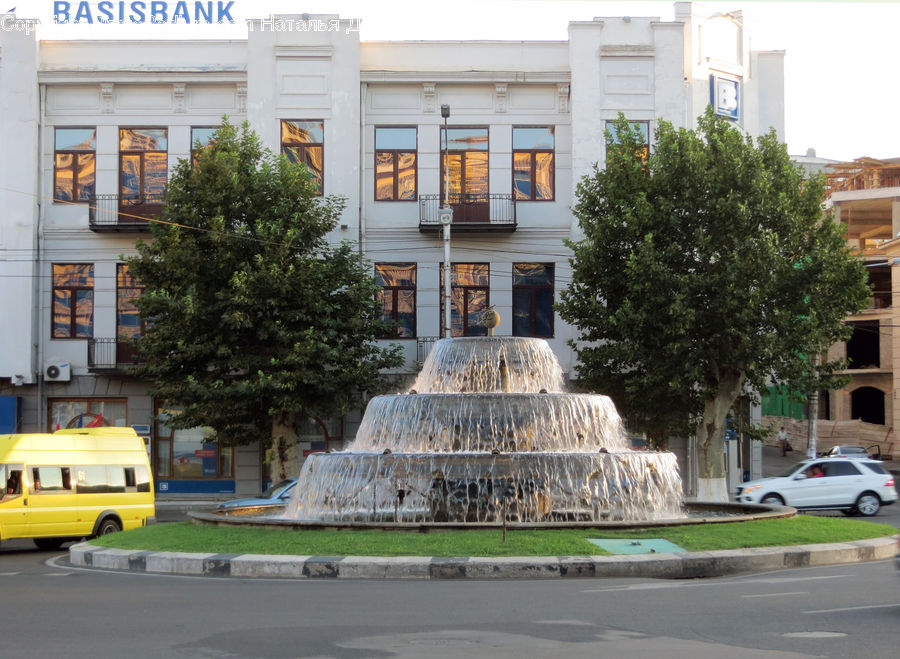 Car, Van, Apartment Building, Building, High Rise, Office Building, Fountain