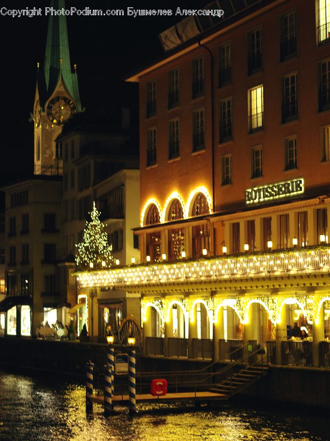 Night, Outdoors, Architecture, Downtown, Plaza, Town Square, Tower