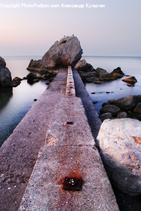 Rock, Coast, Outdoors, Sea, Water, Rust, Beach