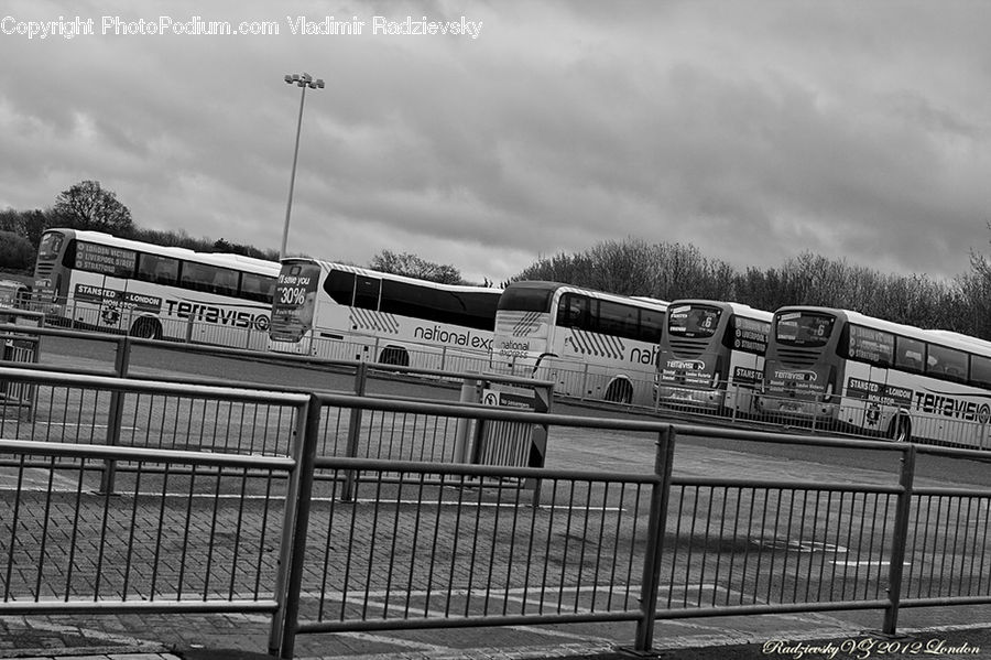 Bus, Vehicle, Train, Transportation, Fence, Steamer, City