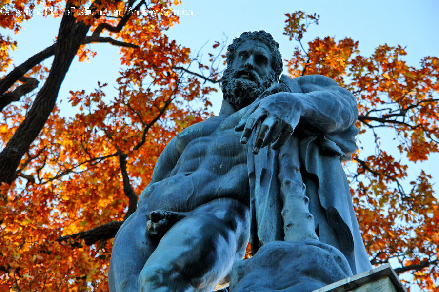 Art, Sculpture, Statue, Gargoyle, Head, Portrait, Plant