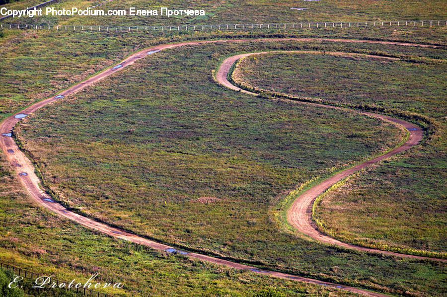 Dirt Road, Gravel, Road, Aerial View, Field, Land, Outdoors