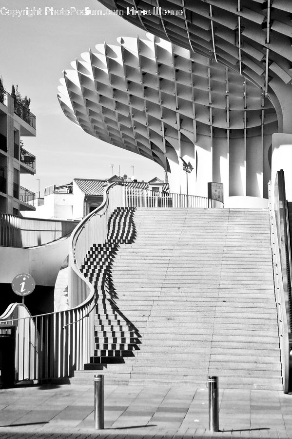 Banister, Handrail, Staircase, City, Downtown, Urban