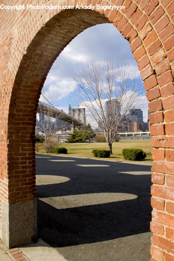 Arch, Brick, Campus, Building
