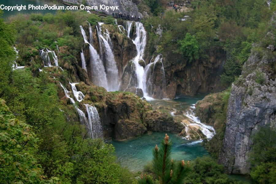 Outdoors, River, Water, Waterfall, Cliff, Forest, Vegetation