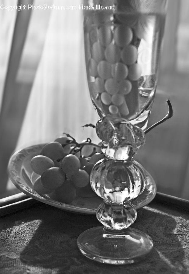 Glass, Goblet, Fruit, Plum, Dish, Food, Plate