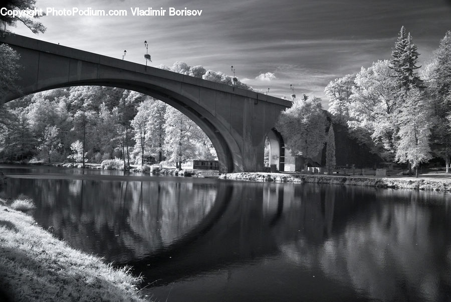 Bridge, Canal, Outdoors, River, Water, Blossom, Flora