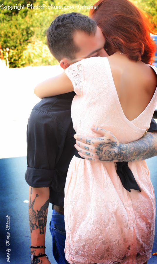 Human, People, Person, Hug, Kiss, Tattoo, Clothing