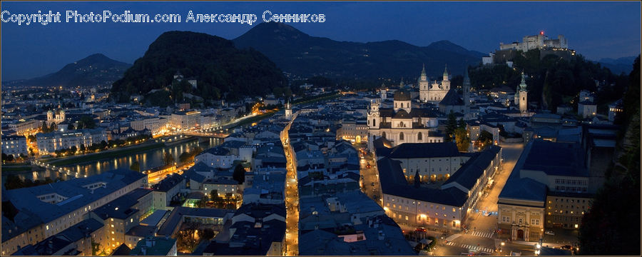 Alps, Crest, Mountain, Peak, City, Downtown, Metropolis