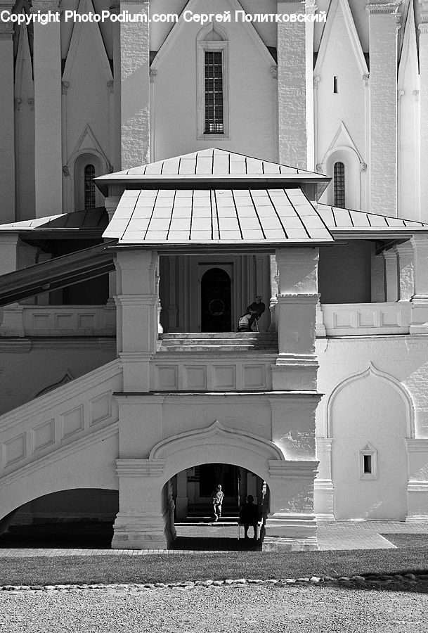 Arch, Building, Housing, Villa, Pedestrian, Person, City