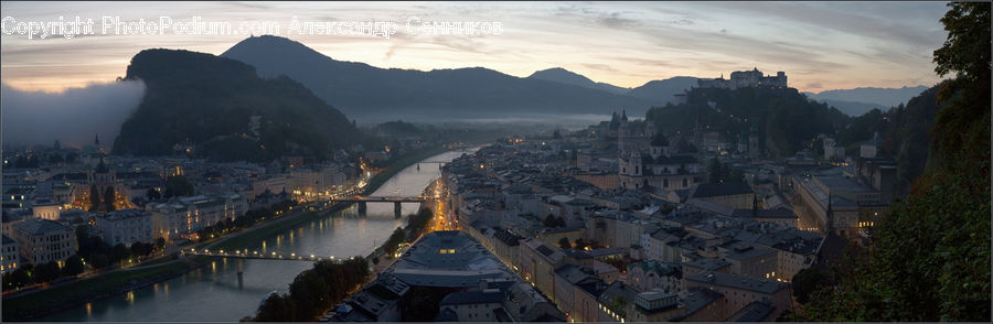 Bridge, City, Downtown, Outdoors, River, Water, Forest