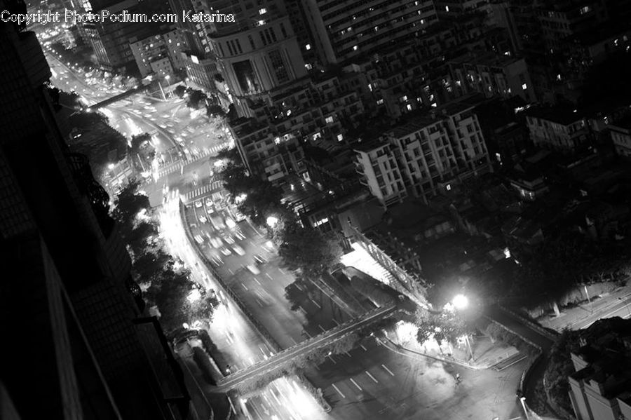 City, Downtown, Intersection, Road, Metropolis, Urban, Night