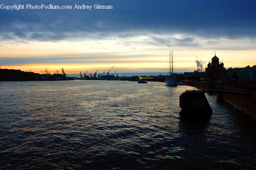Boat, Watercraft, Dawn, Dusk, Red Sky, Sky, Sunrise