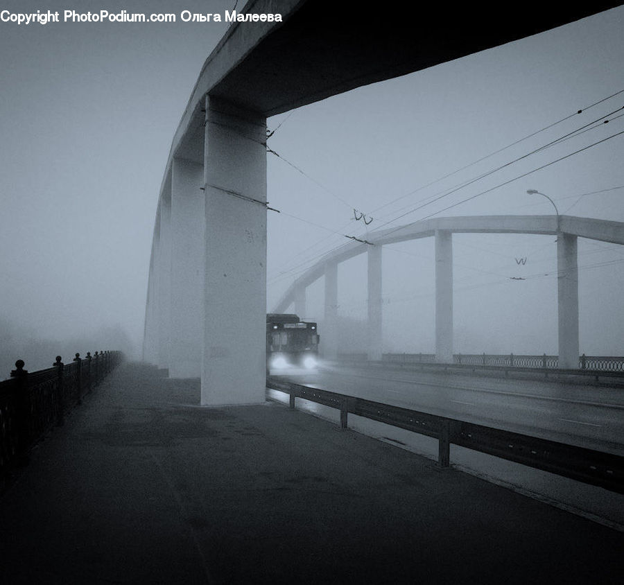 Bench, Alley, Alleyway, Road, Street, Town, Fog