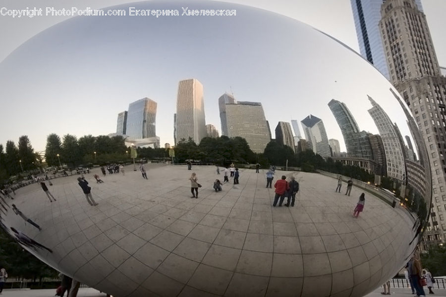 City, Downtown, Fisheye, Architecture, Plaza, Town Square, Urban