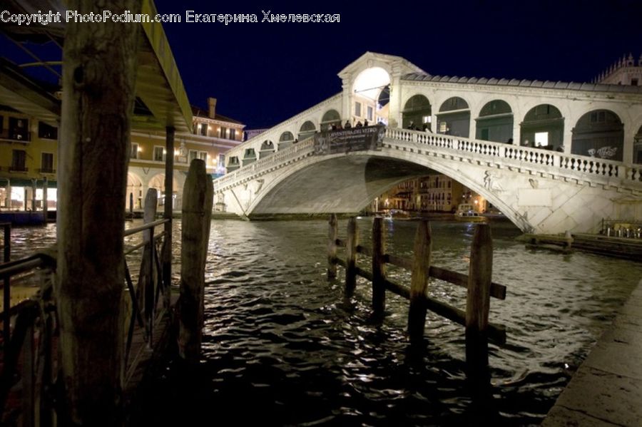 Dock, Pier, Arch, Bridge, Water, City, Downtown