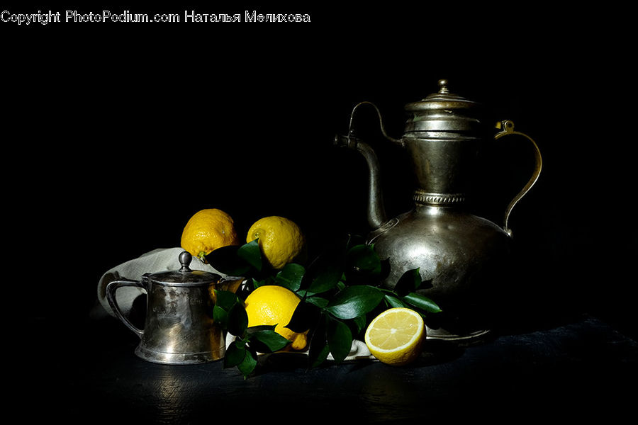 Citrus Fruit, Fruit, Lemon, Pot, Pottery, Teapot, Pitcher