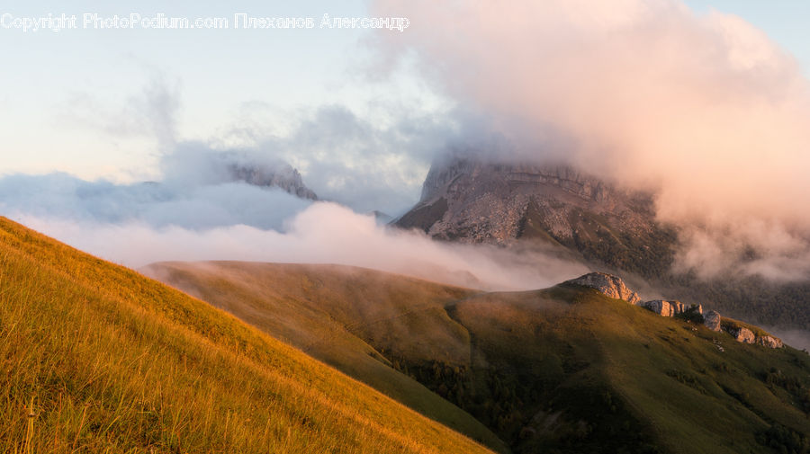 Mountain, Mountain Range, Outdoors, Field, Grass, Grassland, Land