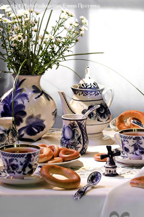 Plant, Potted Plant, Bagel, Bread, Food, Coffee Cup, Cup