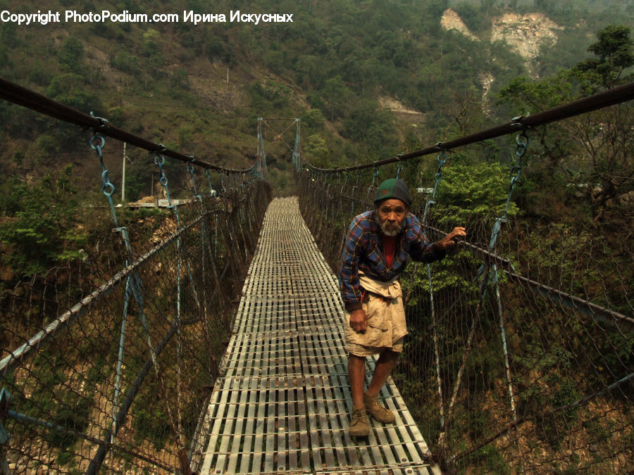 People, Person, Human, Bridge, Rope Bridge, Suspension Bridge, Portrait