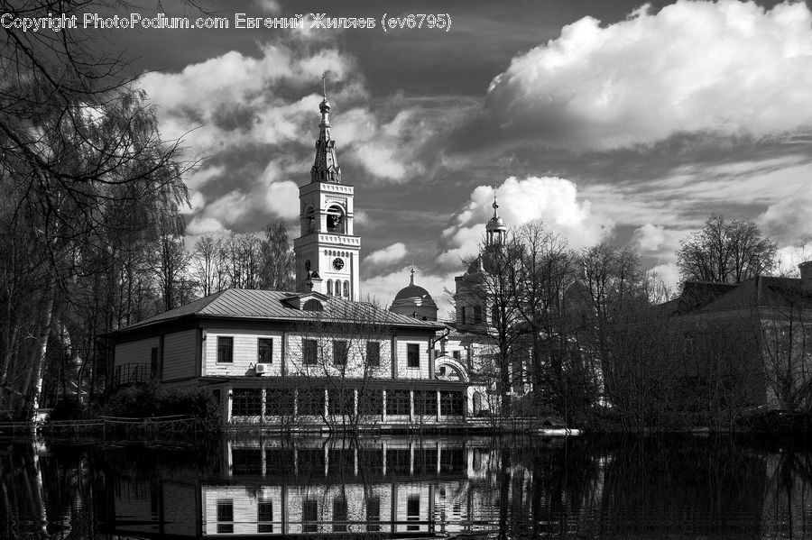 Building, Housing, Villa, Architecture, Tower, Outdoors, Pond