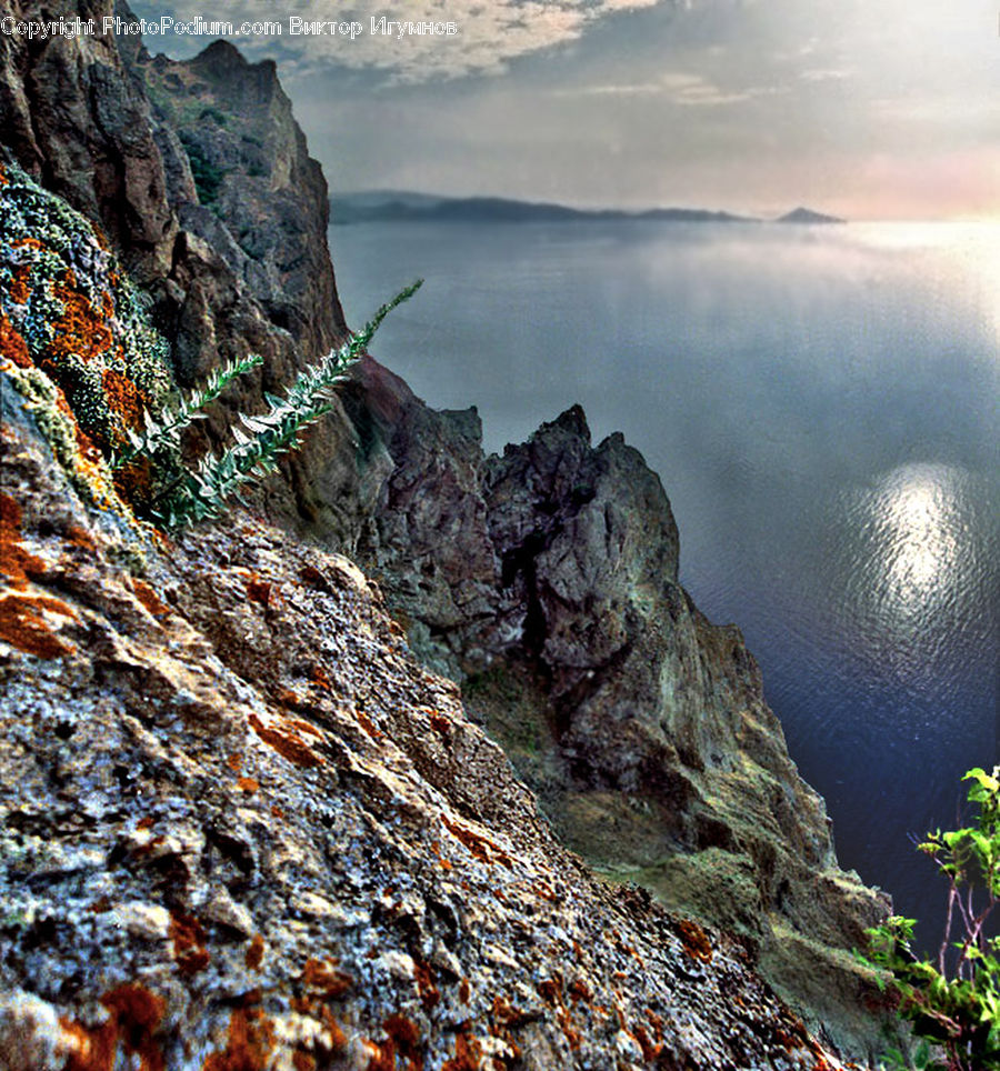 Cliff, Outdoors, Rock, Rubble, Sea, Water, Landscape