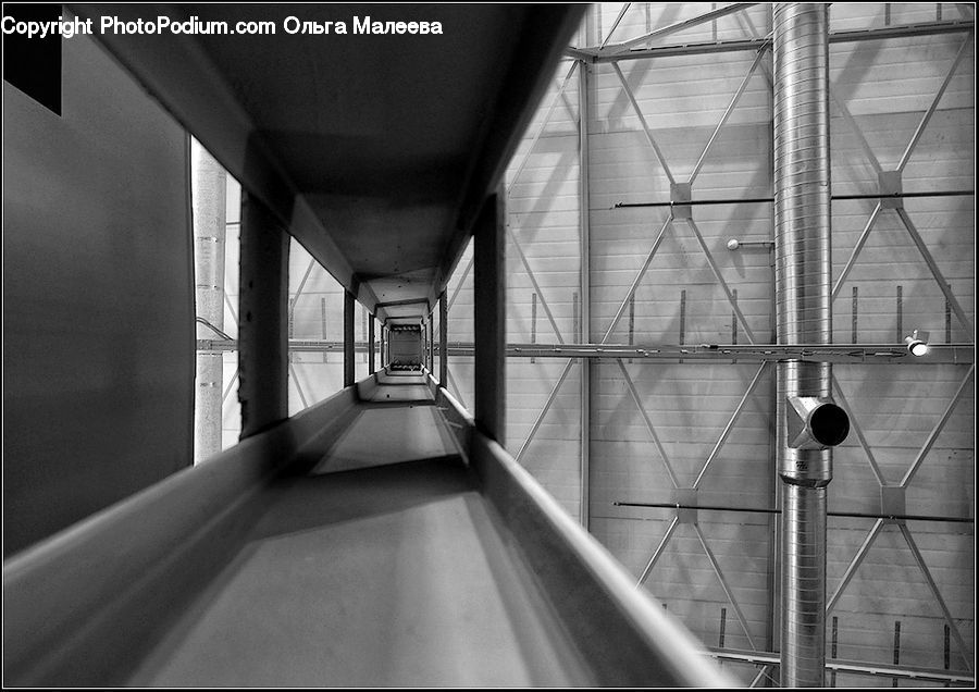 Machine, Ramp, Corridor, Column, Pillar, Banister, Handrail
